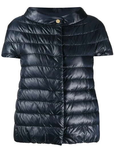 Herno Great Short-sleeved Down Jacket In Blue