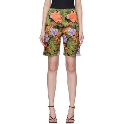 Richard Quinn Multicolor Floral Shorts In Forest Brow