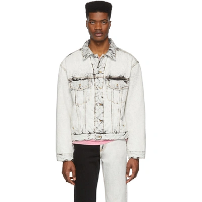 Alexander Wang Padded Denim Trucker Jacket In 127 Acid Wh