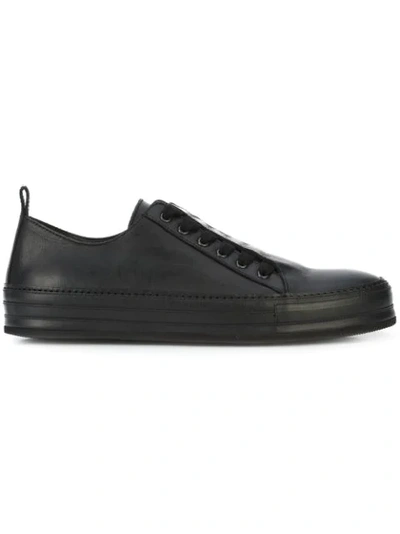 Ann Demeulemeester Classic Low Top Leather Trainers In Black