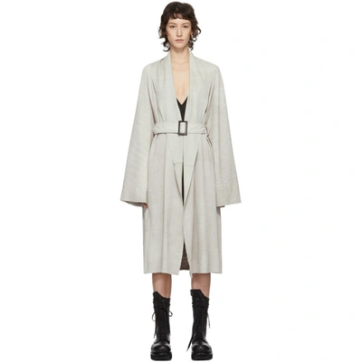 Rick Owens Off-white Lambskin Mountain Coat In 08 Pearl