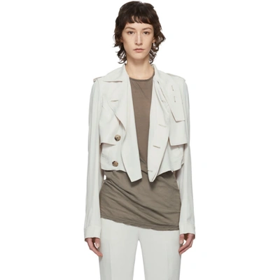 Rick Owens Off-white Mini Trench Coat In 08 Pearl