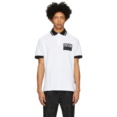 Versace Jeans Couture White Institutional Logo Patch Polo