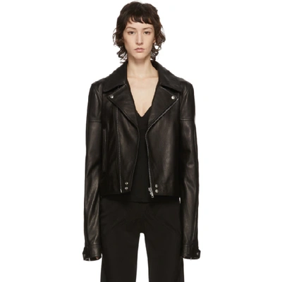 Rick Owens Black Leather Dracubiker Jacket In 09 Black