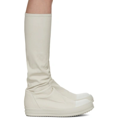 Rick Owens Off-white Sock Boots In 110 Chalkwh