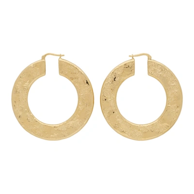 Jil Sander Ridged Surface Hoop Earrings In 710 Gold
