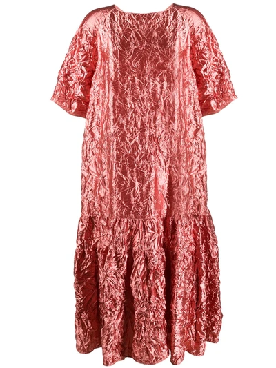 Rochas Lamé Crinkled Tunic Dress In Pink