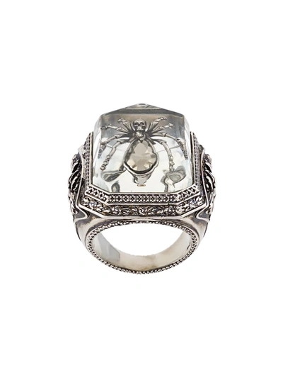 Alexander Mcqueen Spider Resin Ring In Silver