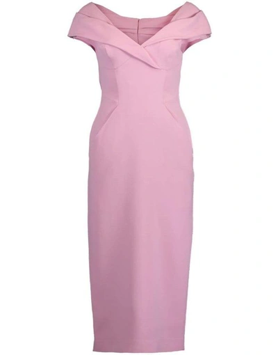 Ermanno Scervino Cap Sleeve Portrait Collar Slim Dress In Pink