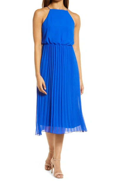 Sam Edelman Sleeveless Pleated Midi Dress In Blueberry