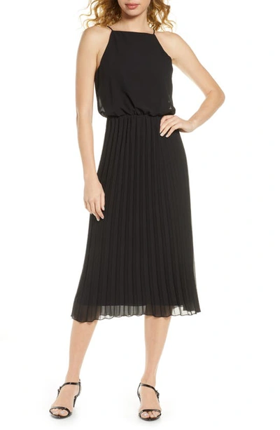 Sam Edelman Pleated Chiffon Midi Dress In Black