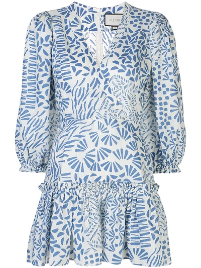 Alexis Idony Cotton Printed Mini Dress In Blue-med