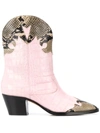 Paris Texas Texan Ankle Boots In Rose-pink Leather In Light Pink & Natural