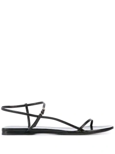The Row 10mm Bare Leather Flat Sandals In Grey