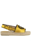 Gucci Metallic Leather Espadrille Sandal In Yellow