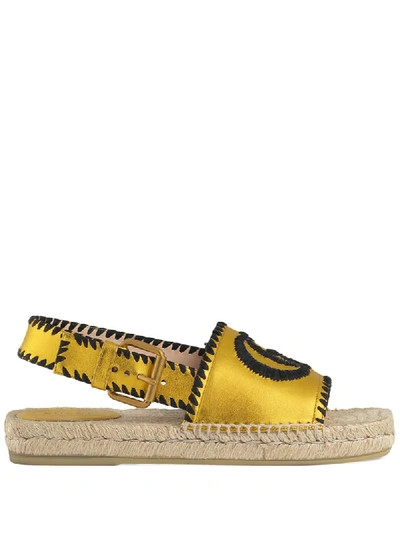 Gucci Metallic Leather Espadrille Sandal In Yellow