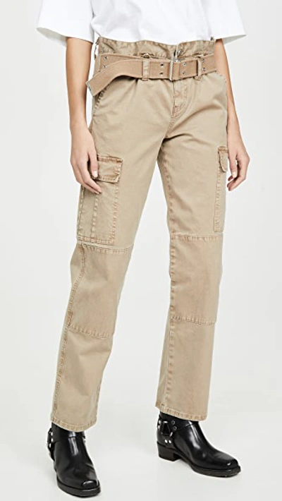 Rta Sallinger Belted Cotton-blend Twill Straight-leg Cargo Pants In Beige