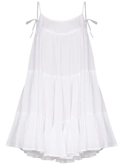 Honorine Peri Tiered Crinkled Cotton-gauze Mini Dress In White