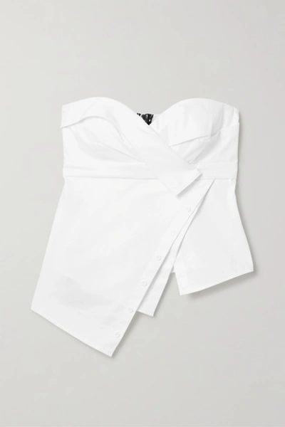 Rta Nelly Asymmetric Cotton-poplin Bustier Top In White