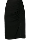 Tom Ford Ruched Stretch-crepe Midi Skirt In Black