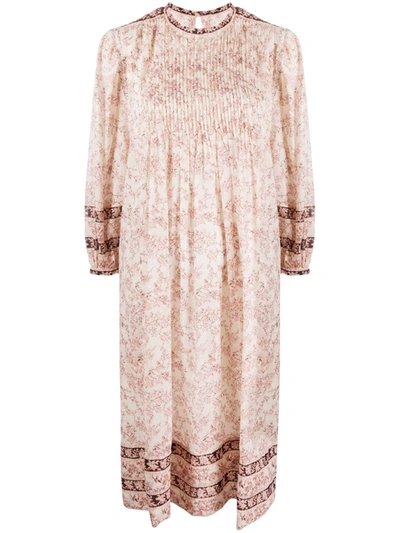 Isabel Marant Étoile Vanille Pintucked Floral-print Cotton-voile Midi Dress  In Pink | ModeSens