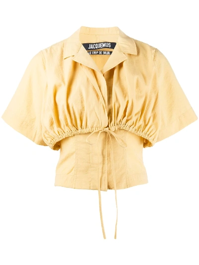 Jacquemus Mimosa Gathered Poplin Top In Yellow