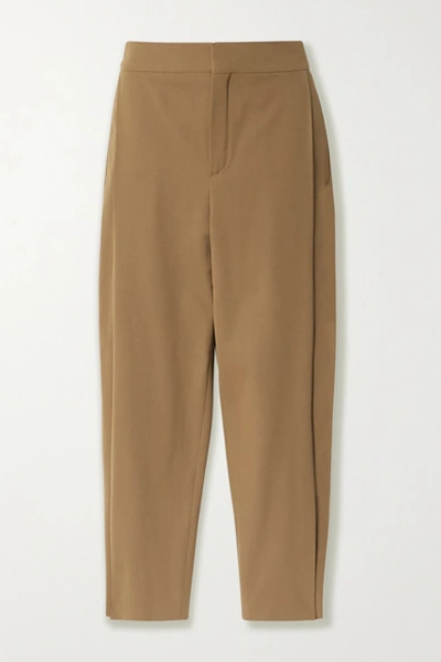 Chloé Cropped Stretch-twill Tapered Pants In Beige