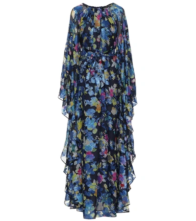 Etro Belted Printed Metallic Silk-blend Jacquard Gown In Blue