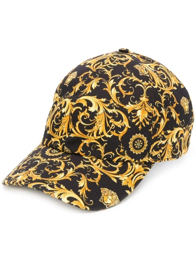 Versace Baroque-print Baseball Cap In Black