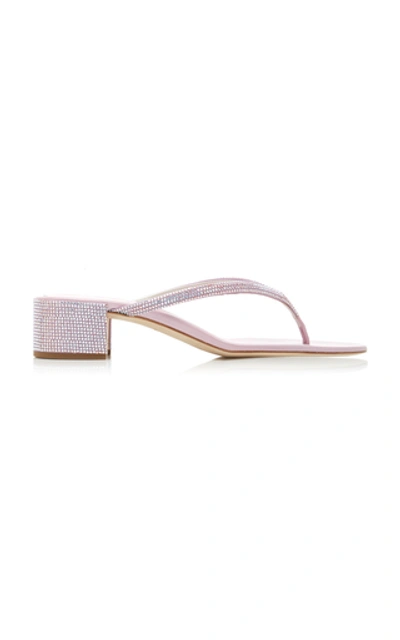René Caovilla Women's Embellished Satin Thong Sandals In Pink