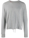 Thom Browne Drawstring Crewneck Cotton Sweatshirt In Grey