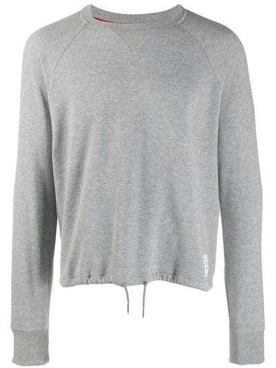 Thom Browne Drawstring Crewneck Cotton Sweatshirt In Grey