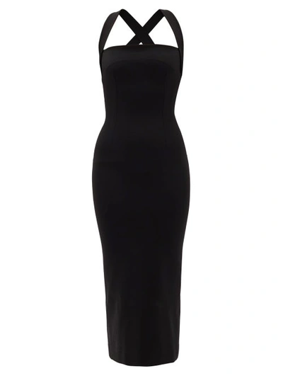 Dolce & Gabbana Crossover-back Crepe-jersey Midi Dress In Black