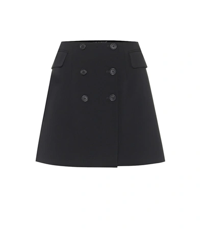 Dolce & Gabbana Button-detailed Wool-blend Mini Skirt In Black