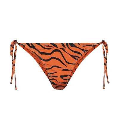 Reina Olga Love Tiger-print Bikini Bottoms In Orange