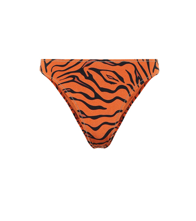 Reina Olga Selvaggia Tiger-print Bikini Bottoms In Orange