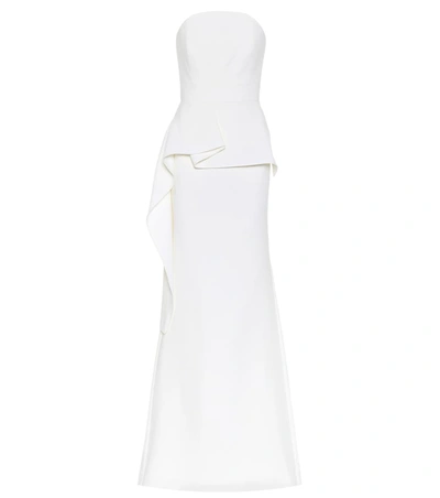 Roland Mouret Galloway Strapless Wool-crepe Peplum Gown In White
