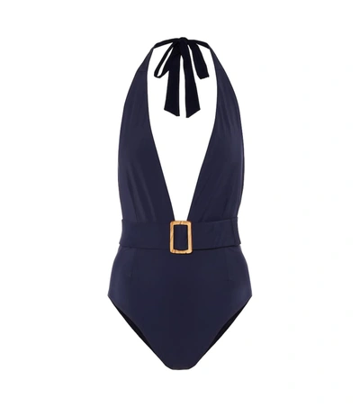 Alexandra Miro Eva Halter Swimsuit In Blue