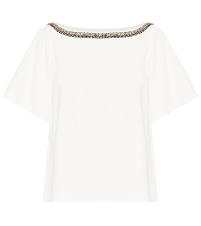 Stella Mccartney Embroidered Compact-knit Top In White