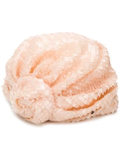 Maison Michel Hiromi Sequined Tulle Turban In Pink