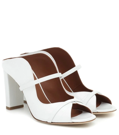 Malone Souliers Norah 85 Croc-effect Leather Sandals In White