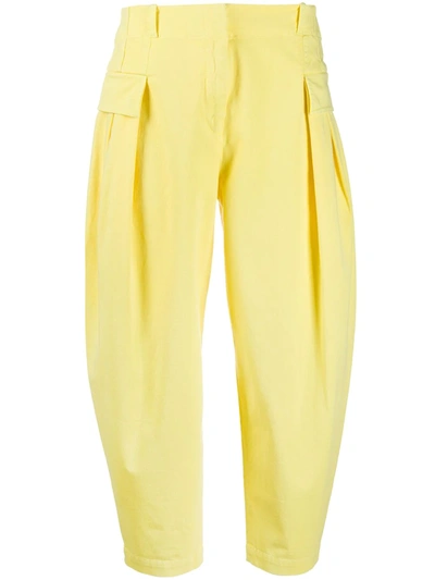 Stella Mccartney Stretch-cotton Twill Tapered Cargo Pants In Yellow