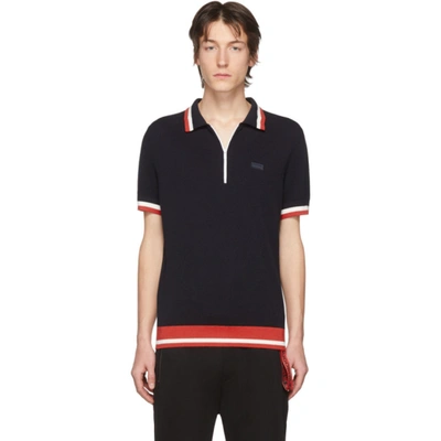 Hugo Oversized-fit Polo Sweater With Striped Trims In 410 Navy