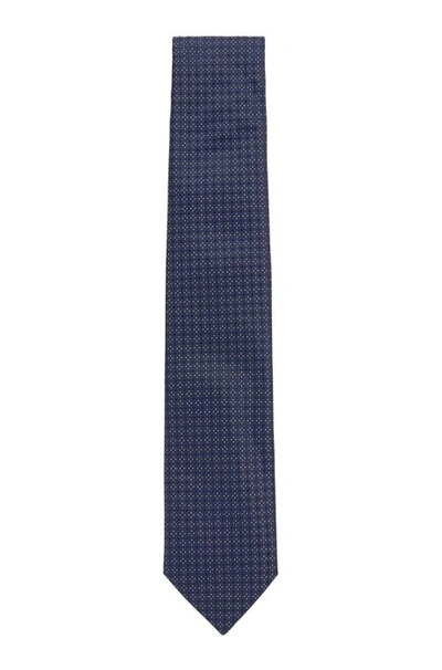 Hugo Boss - Italian Made Tie In Jacquard Woven Silk - Blue