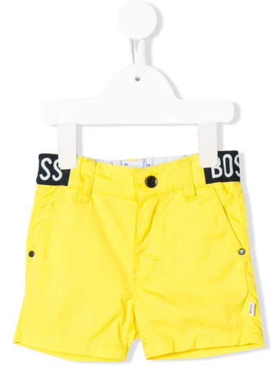 Hugo Boss Babies' Waistband Logo Shorts In Yellow