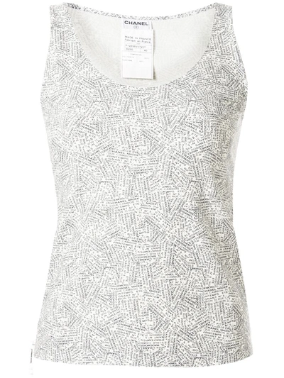 Pre-owned Chanel 1999 Address Print Tank In White