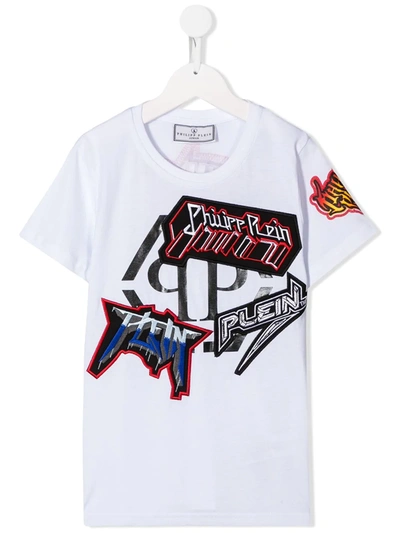 Philipp Plein Junior Kids' Rock Applique T-shirt In White