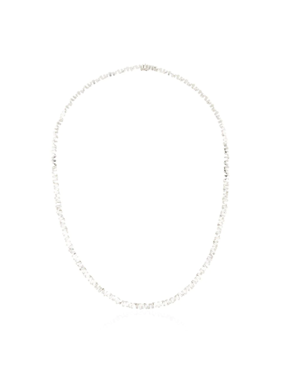 Suzanne Kalan 18k White Gold Fireworks Baguette Diamond Necklace