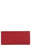 Longchamp Le Foulonne Pebbled Leather Wallet In Vermillion