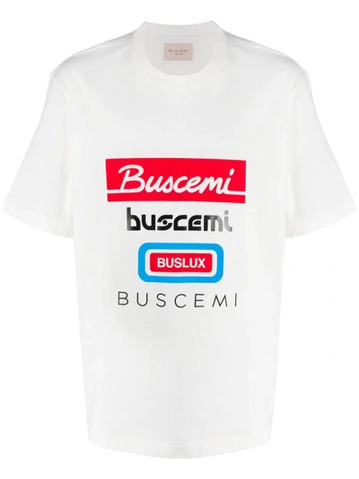 Buscemi Brand Graphic-print Crewneck Cotton-jersey T-shirt In White